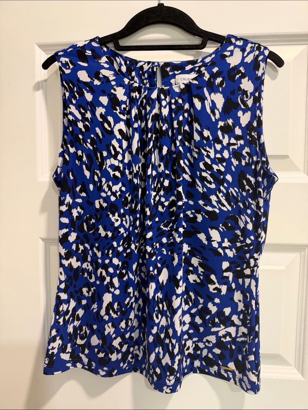 Calvin Klein Blue Black and White Abstract Print Sleeveless Camisole